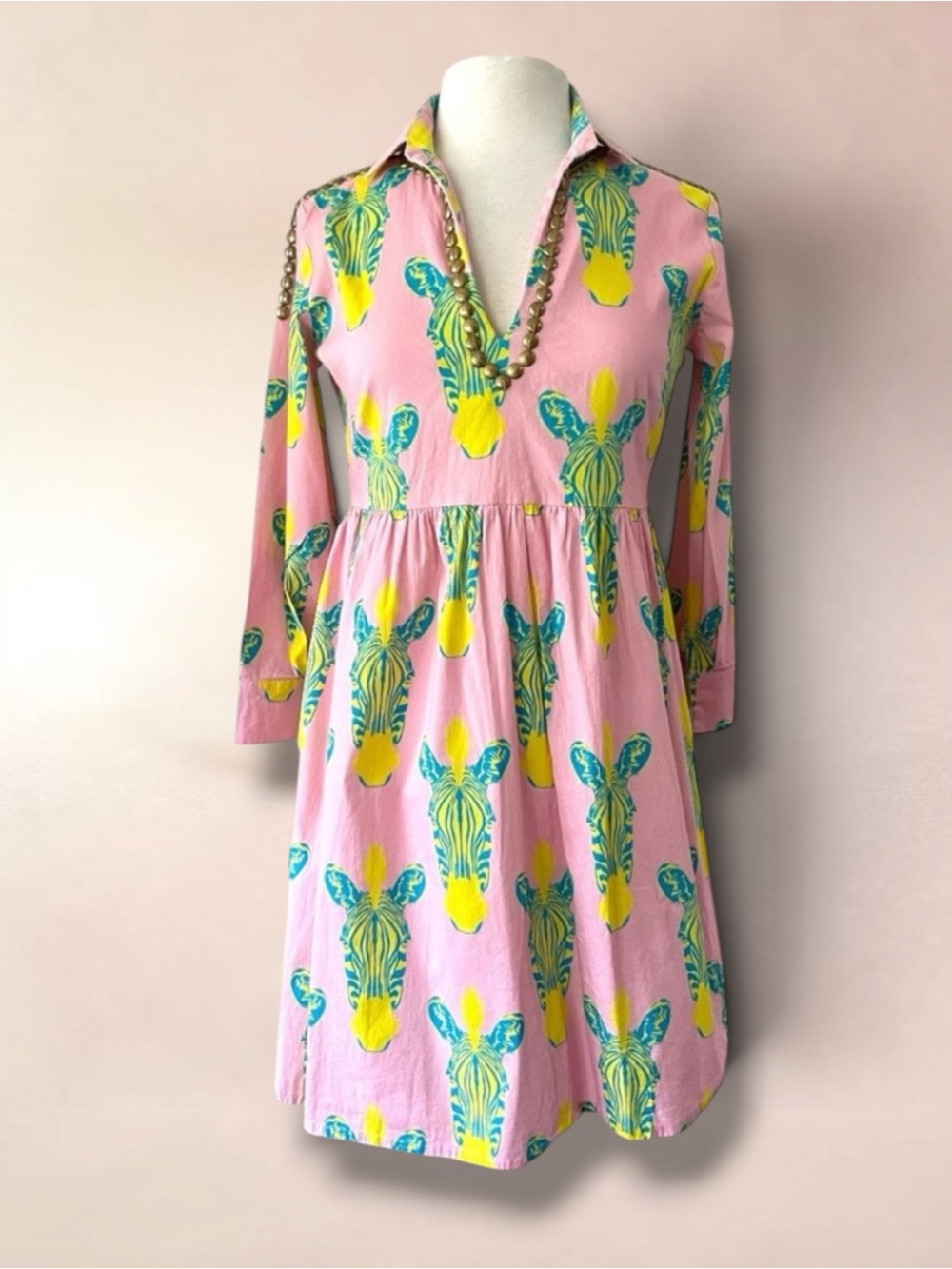 SHERIDAN FRENCH PINK GROMMET ZEBRA DRESS SIZE XS